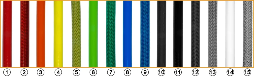 verschiedene Farben von Stahlflex Bremsleitungen die man beim Konfigurator benutzen kann 