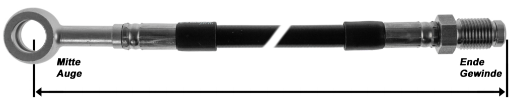 Abmessung einer Stahlflexleitung für den Konfigurator 