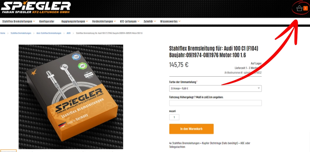 Zum Warenkorb navigieren