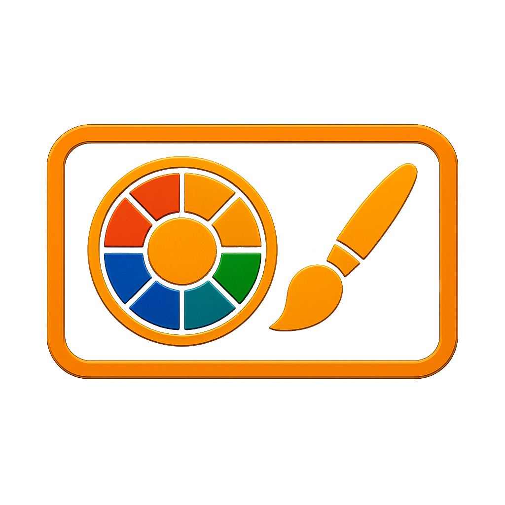 Symbol mit Farbpalette und Pinsel – steht für individuelle Farbgestaltung.