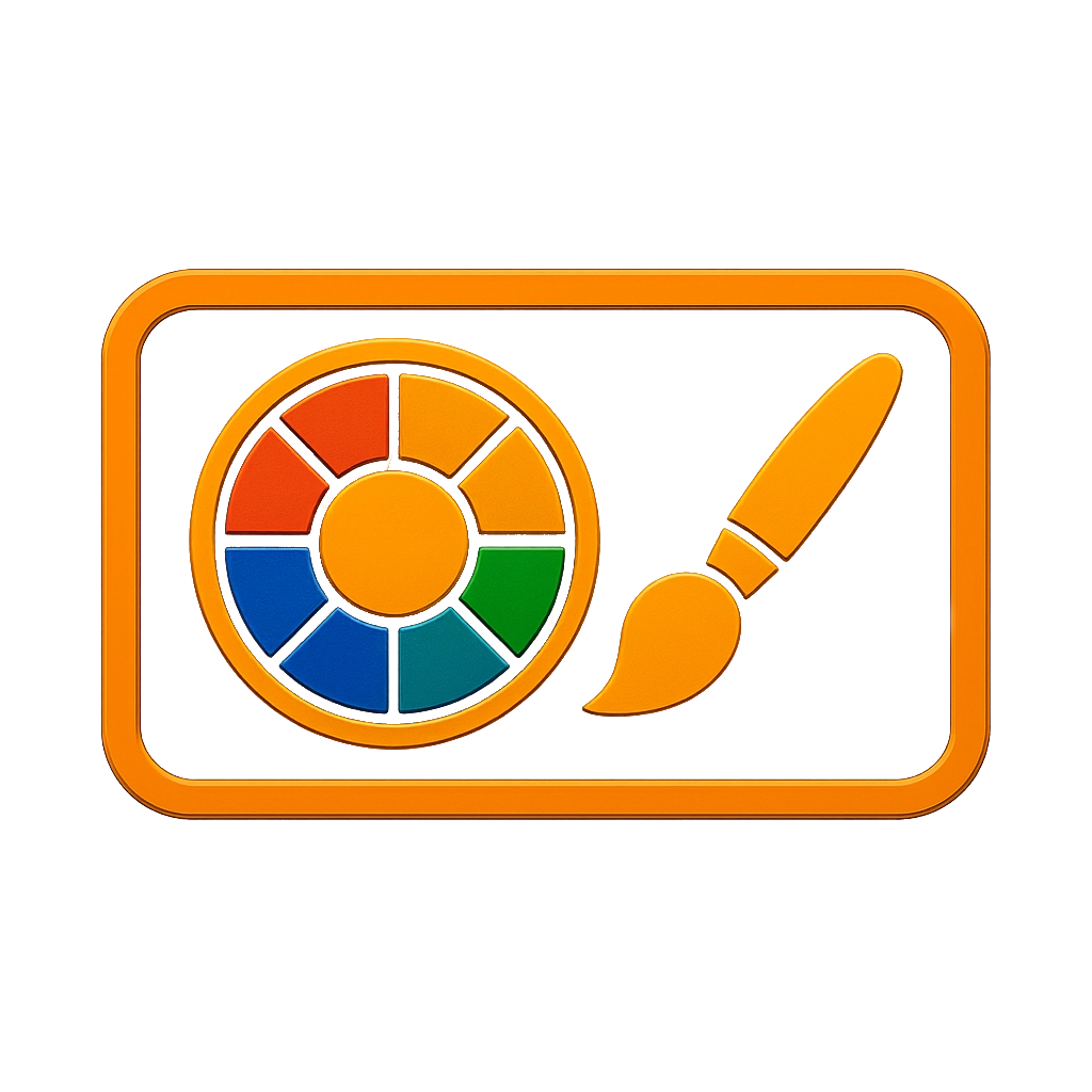 Symbol mit Farbpalette und Pinsel – steht für individuelle Farbgestaltung.